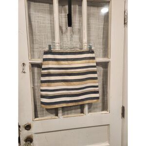 J. Crew Size 00 Glittery Gold and Blue Striped Pencil‎ Skirt